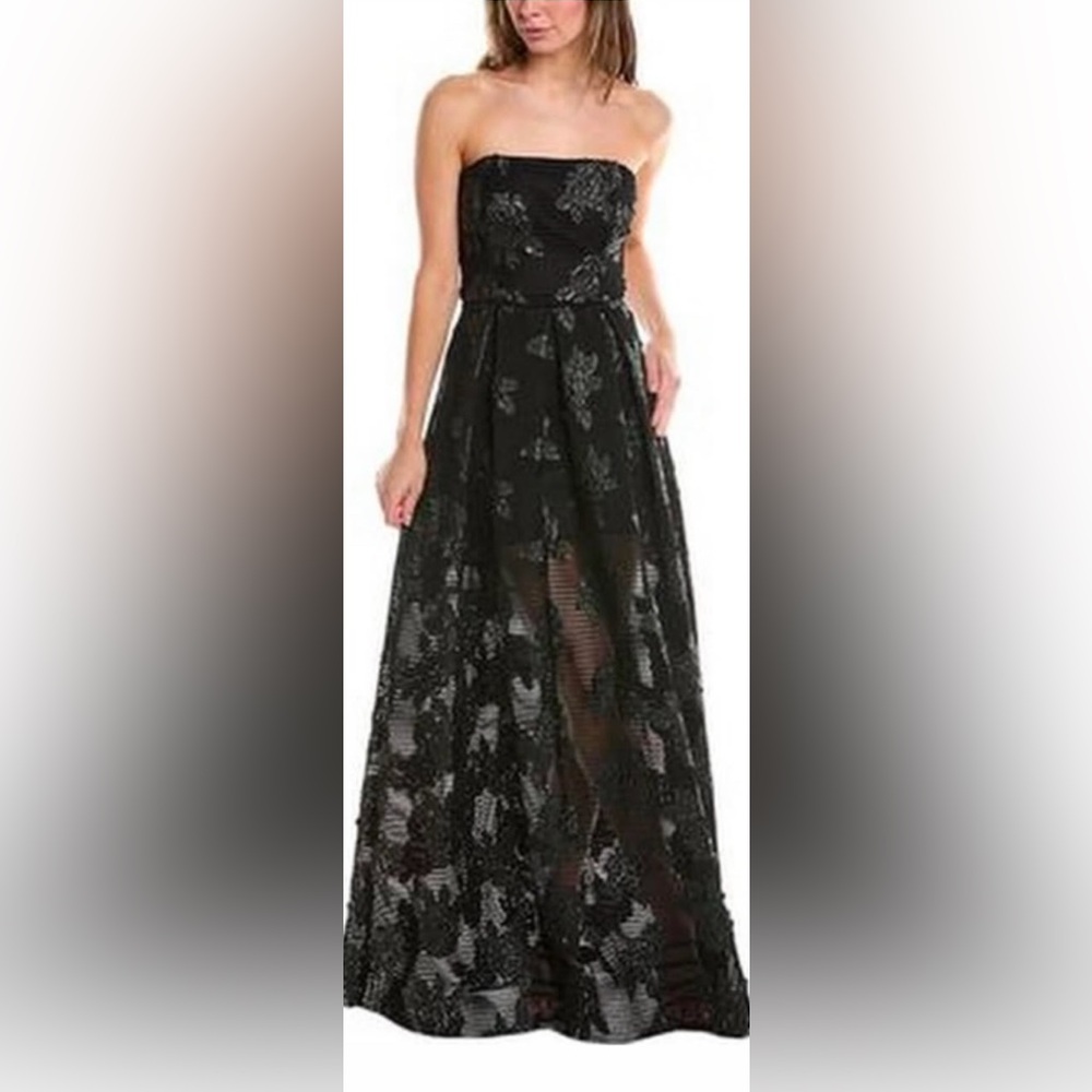 Issue New York Black Lace Pattern Long Dress NWT